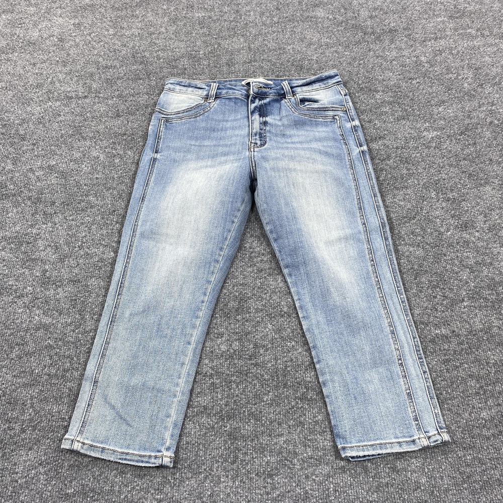 KanCan Jeans Womens 28 Blue Light Wash Cropped Relaxed‎ Stretch Mid Rise Denim